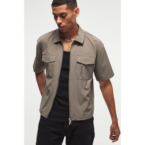 Chemise oversize zippée technique - M - Boohooman - Modalova