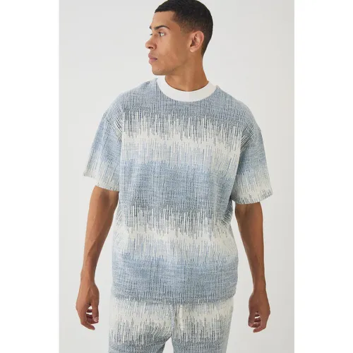 T-shirt oversize à col montant et motif jacquard - S - Boohooman - Modalova