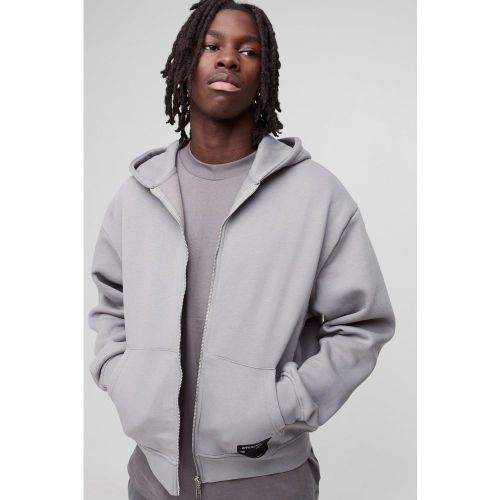 Sweat à capuche oversize zippé à logo tissé homme - L - Boohooman - Modalova