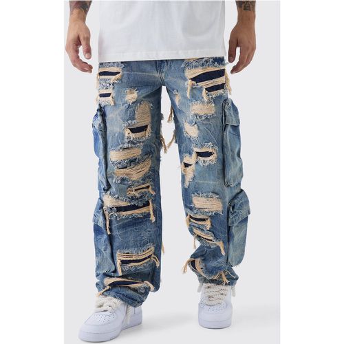 Jean cargo large déchiré - 28R - Boohooman - Modalova