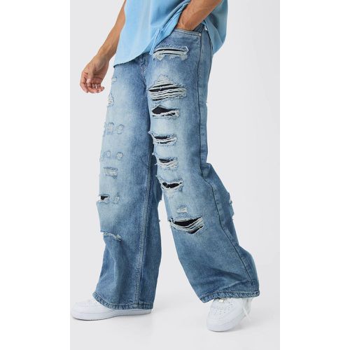 Jean extra baggy déchiré et réparé - 32R - Boohooman - Modalova