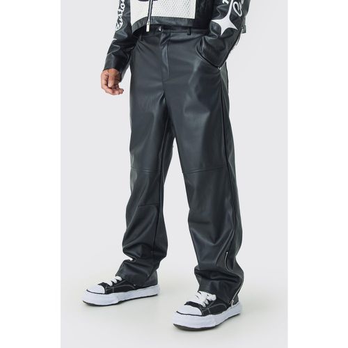 Pantalon large zippé enduit - 28 - Boohooman - Modalova