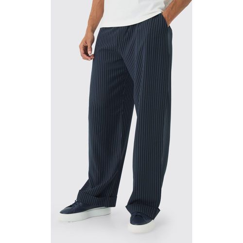 Pantalon baggy à rayures fines et ourlet retroussé - S - Boohooman - Modalova