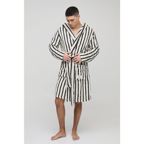 Dressing gown de chambre en polaire à rayures épaisses - S - Boohooman - Modalova