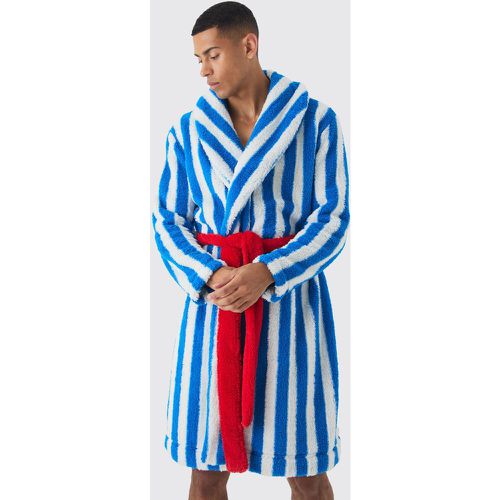 Dressing gown de chambre en polaire à rayures contrastantes - S - Boohooman - Modalova