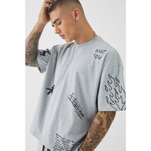 T-shirt oversize à imprimé dessin - S - Boohooman - Modalova