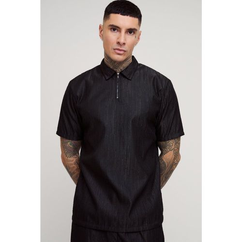 Tall - Polo habillé zippé texturé - S - Boohooman - Modalova