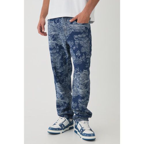 Jean droit à motif jacquard - 28R - Boohooman - Modalova