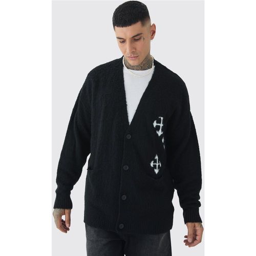 Tall - Cardigan en maille volantée à écusson croix - S - Boohooman - Modalova