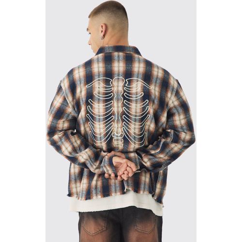 Chemise oversize à carreaux et écusson squelette - S - Boohooman - Modalova