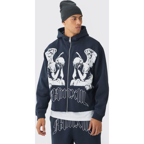 Sweat à capuche oversize zippé à imprimé Renaissance homme - S - Boohooman - Modalova