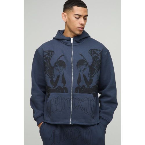 Sweat à capuche oversize zippé à imprimé Renaissance - S - Boohooman - Modalova