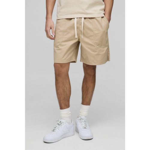 Short baggy fendu en twill - S - Boohooman - Modalova