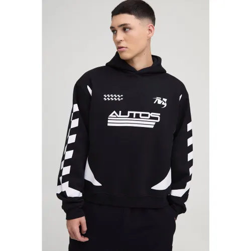 Sweat à capuche oversize à imprimé moto - S - Boohooman - Modalova