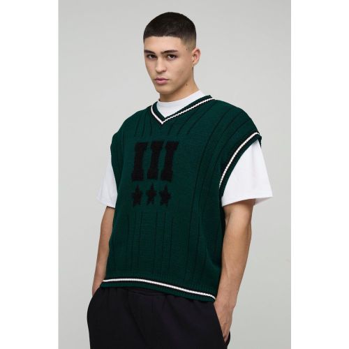 Pull universitaire oversize à col V et rayures - XL - Boohooman - Modalova