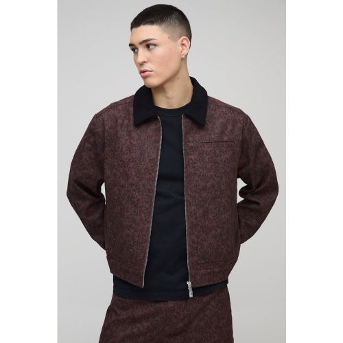 Veste Harrington en jean à imprimé léopard - S - Boohooman - Modalova