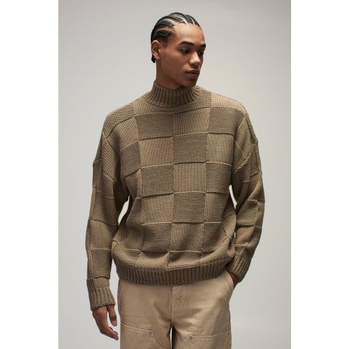 Pull oversize à col montant à carreaux - S - Boohooman - Modalova
