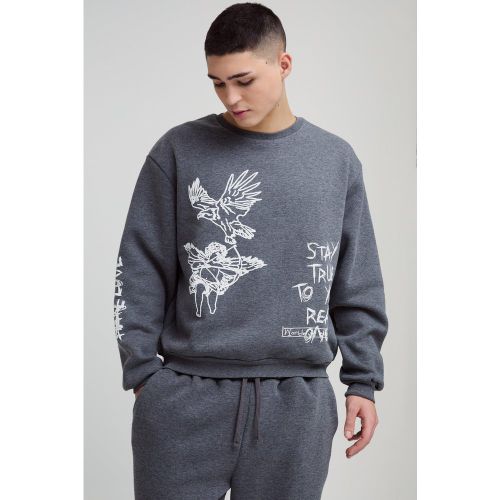 Sweat à capuche oversize à slogan graffiti - S - Boohooman - Modalova