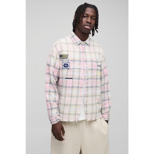 Chemise oversize à carreaux et écusson - L - Boohooman - Modalova