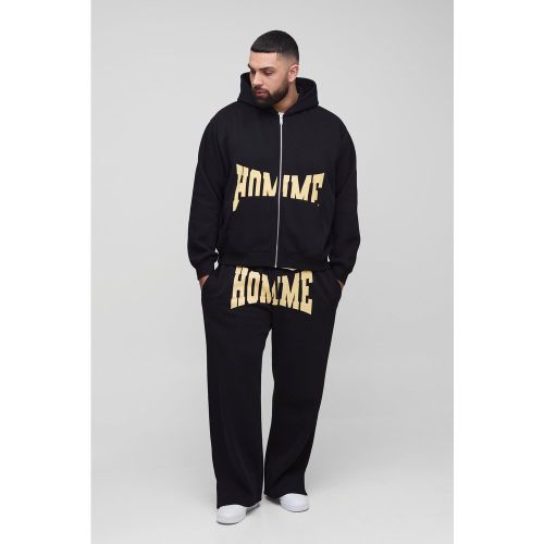 Grande taille - Survêtement oversize avec sweat à capuche zippé et fente - XXXL - Boohooman - Modalova