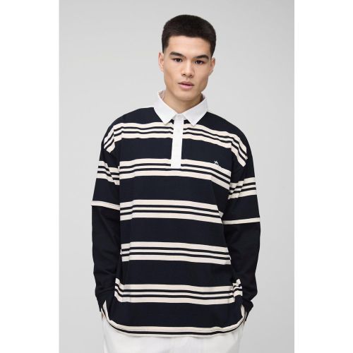 Polo oversize à manches longues et logo homme - S - Boohooman - Modalova