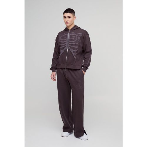 Survêtement oversize zippé à imprimé squelette - S - Boohooman - Modalova
