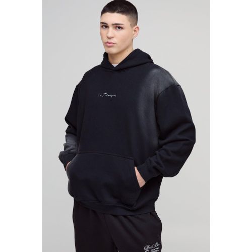 Sweat à capuche oversize délavé à logo - MAN homme - S - Boohooman - Modalova
