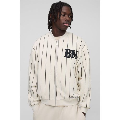 Bomber oversize en jersey à rayures fines - S - Boohooman - Modalova