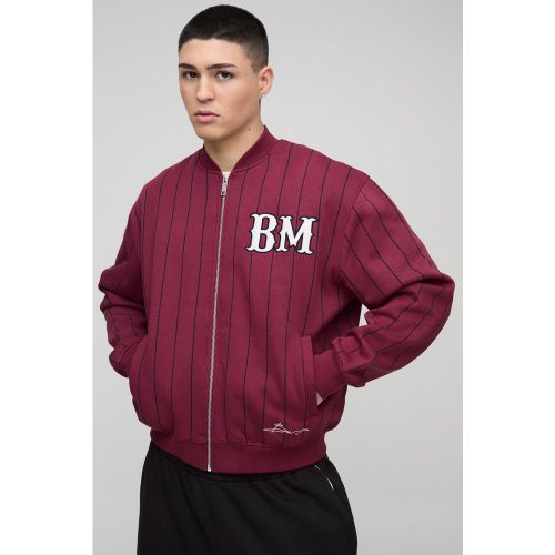 Bomber oversize en jersey à rayures fines - S - Boohooman - Modalova