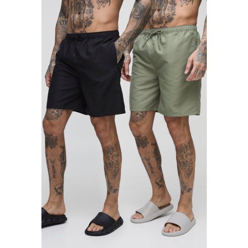 Tall - Lot de 2 shorts de bain mi-longs - S - Boohooman - Modalova