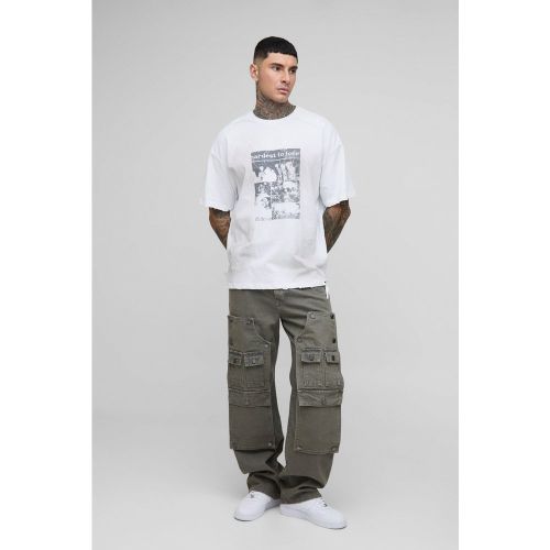 Tall - Jean cargo large à empiècements charpentiers homme - 30 - Boohooman - Modalova