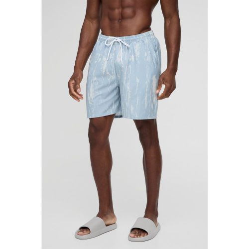 Short de bain mi-long à imprimé abstrait - S - Boohooman - Modalova