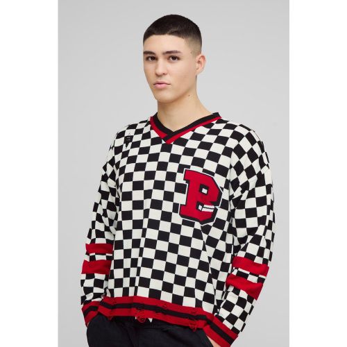Pull universitaire oversize à carreaux - S - Boohooman - Modalova