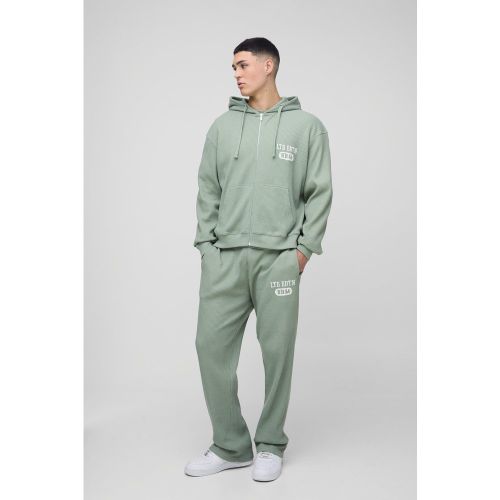 Ensemble oversize zippé avec sweat à capuche et jogging droit - S - Boohooman - Modalova