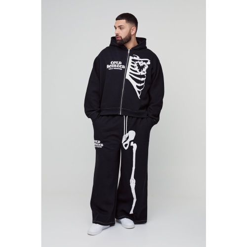 Grande taille - Survêtement oversize à coutures contrastantes et imprimé squelette - XXXL - Boohooman - Modalova