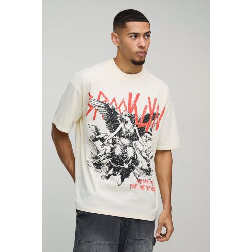 T-shirt oversize à col montant et imprimé Brooklyn - S - Boohooman - Modalova