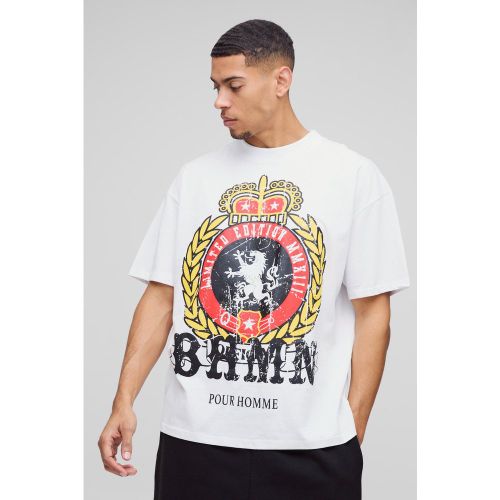 T-shirt oversize à col montant et écusson - S - Boohooman - Modalova
