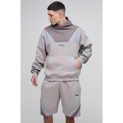 Survêtement color block oversize avec short - MAN - S - Boohooman - Modalova