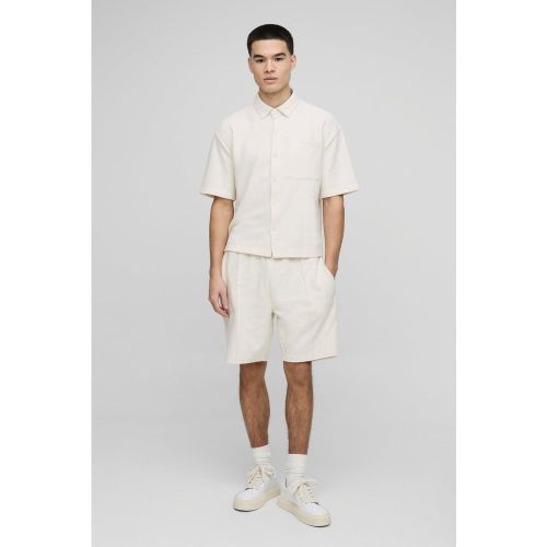 Ensemble oversize en jersey avec chemise oversize et short - S - Boohooman - Modalova