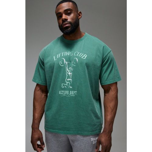 T-shirt oversize surteint à slogan Lifting Club - MAN Active - S - Boohooman - Modalova
