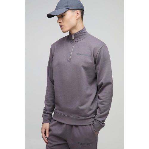 Sweat oversize zippé à col cheminée - S - Boohooman - Modalova