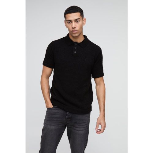 Knitted Boucle Polo - S - Boohooman - Modalova