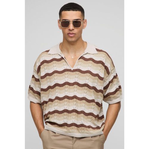 Polo oversize rayé en crochet - S - Boohooman - Modalova