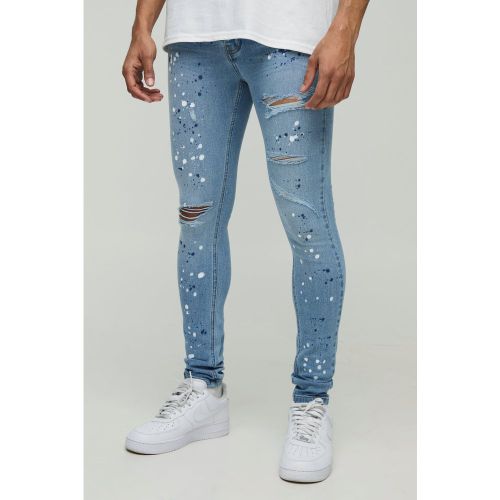 Jean super skinny déchiré et réparé à taches de peinture - 28R - Boohooman - Modalova