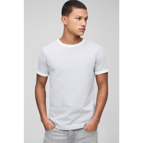 T-shirt à col contrastant et broderie - MAN - S - Boohooman - Modalova