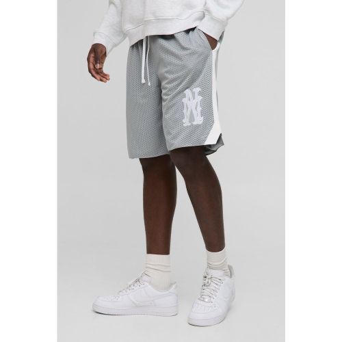 Short de basket mi-long en mesh à écussons - S - Boohooman - Modalova