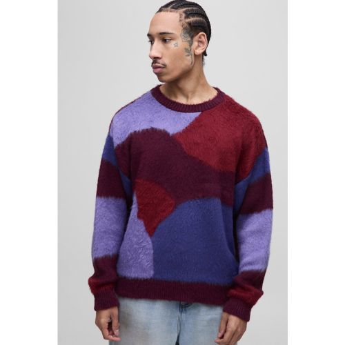 Pull oversize en maille à imprimé abstrait - S - Boohooman - Modalova