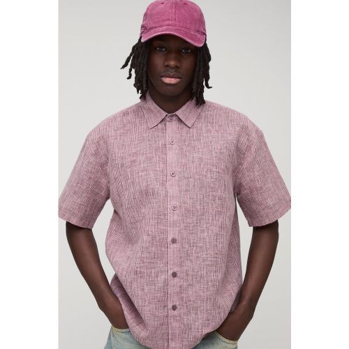 Chemise oversize rayée à manches courtes - S - Boohooman - Modalova