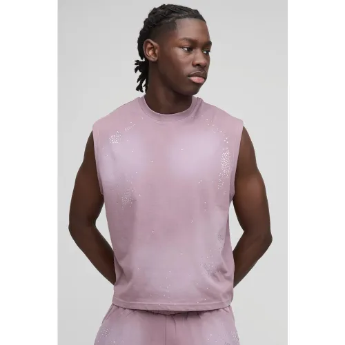 Débardeur oversize délavé à strass - S - Boohooman - Modalova