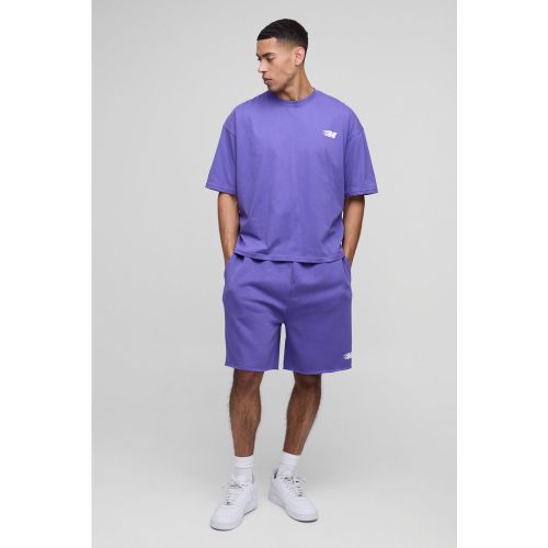 Ensemble oversize à imprimé flammes avec t-shirt et short - S - Boohooman - Modalova
